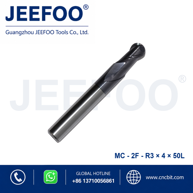Fresa de topo esférica em metal duro 2FxR3x4x50L para maquinagem CNC de metais