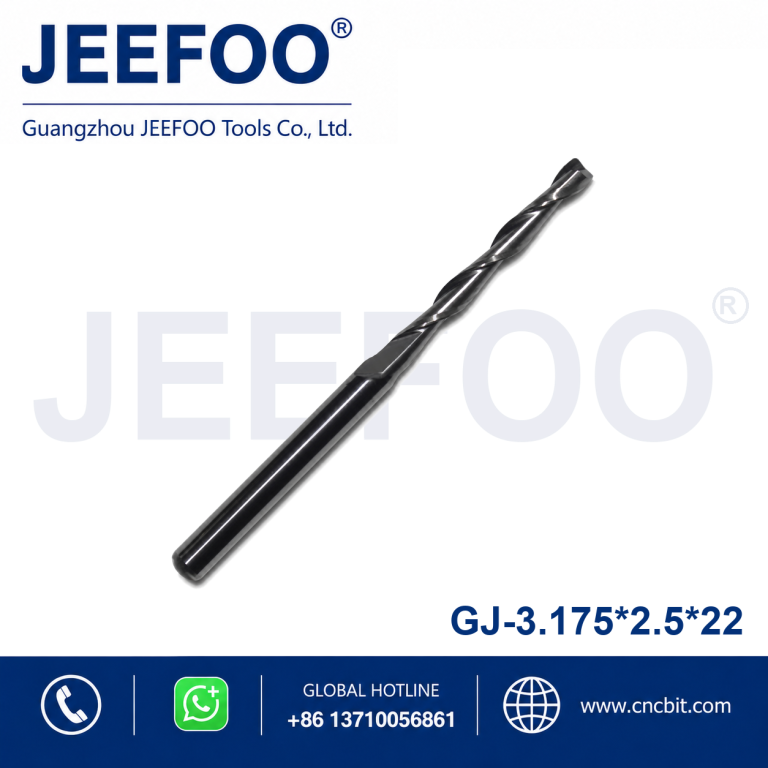 3.175x2.5x22 Two Spiral Flute Bits - Two Flutes Carbide Mill Spiral Cutter Wood CNC Router Bits Cutting Tools for CNC Machine Engraving product image