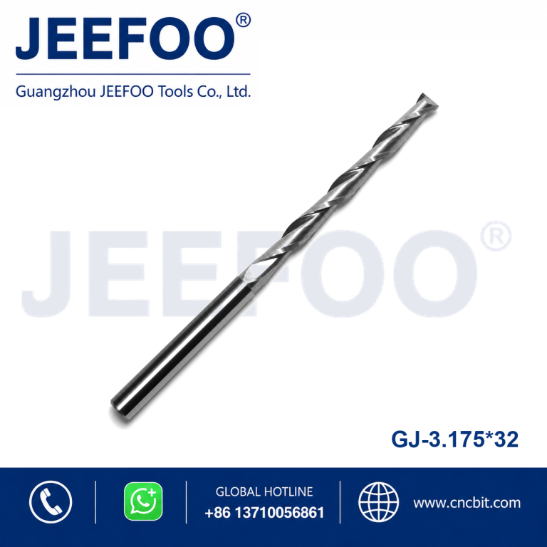 3.175x32 Two Spiral Flute Bits - 2 Flutes Spiral Bit/Carbide Carving Tool Bits, Engraving Tool Cutters,End Mill Cutters for CNC Router Machine product image