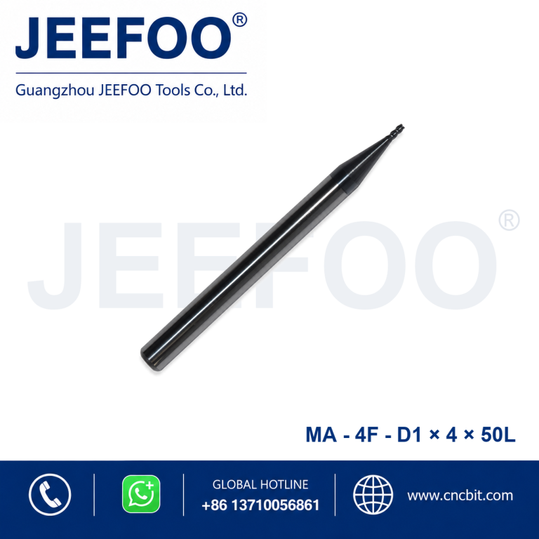 Fresa de topo de topo reto em carboneto maciço 4Fx1x4x50L para maquinação CNC de metais