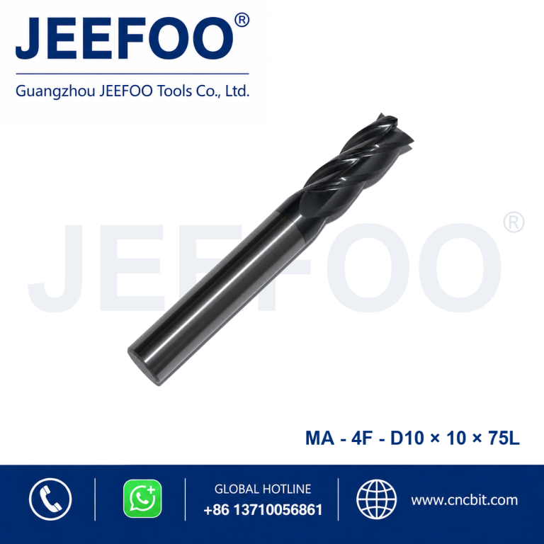 Fresa de topo quadrada em metal duro integral 4Fx10x10x75L para maquinação de metal em CNC