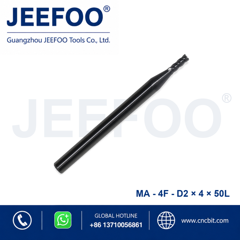 Fresa de topo quadrada de metal duro integral 4Fx2x4x50L para maquinagem CNC de metal