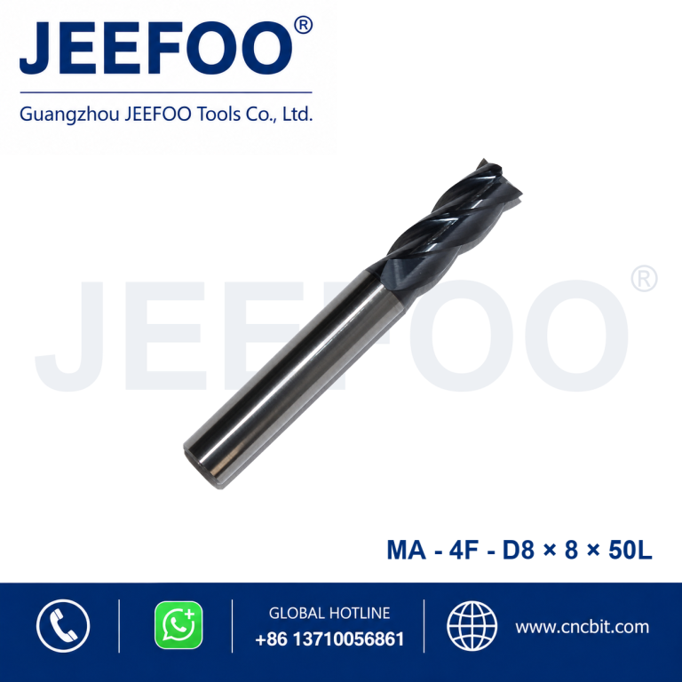 Fresa de topo quadrada em metal duro 4Fx8x8x50L para maquinagem CNC de metal